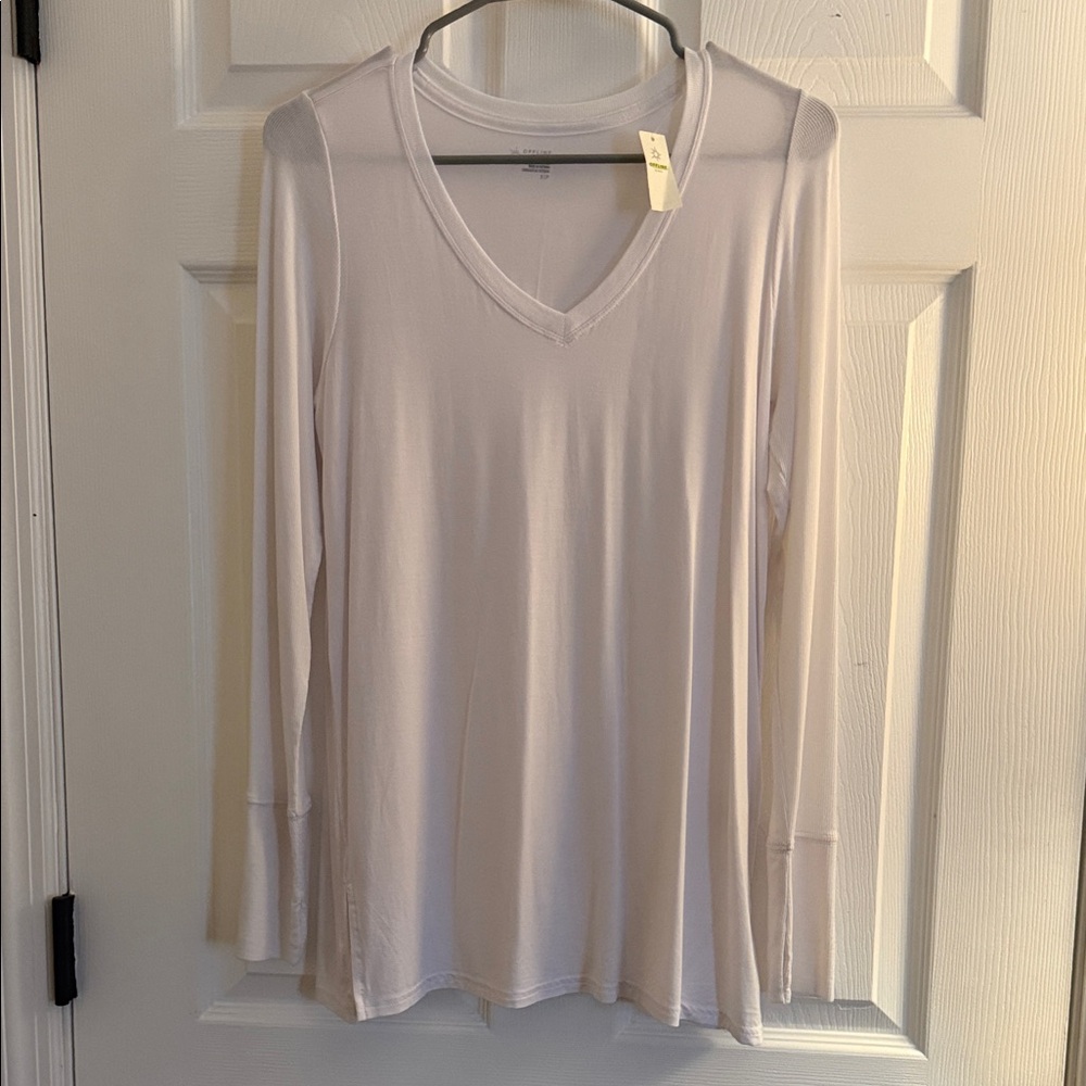 Aerie Soft V-Neck Long Sleeve Top - Cream